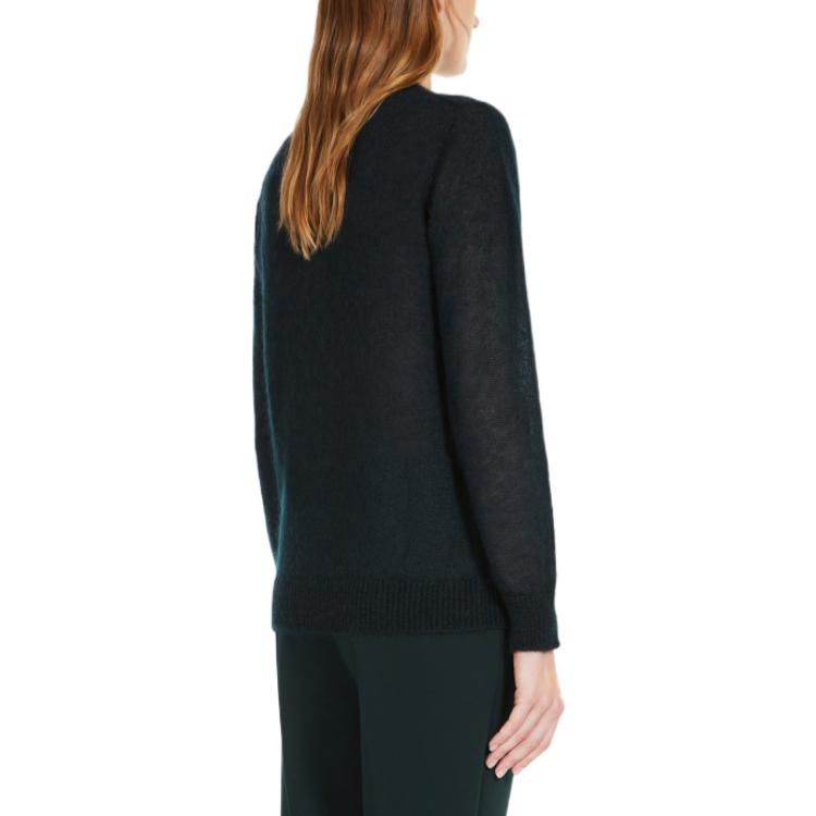 Shop (Women) 'S Max Mara MaxMara  Logo Crewneck Long-Sleeve Knit Sweater Dark Green 1366022360023