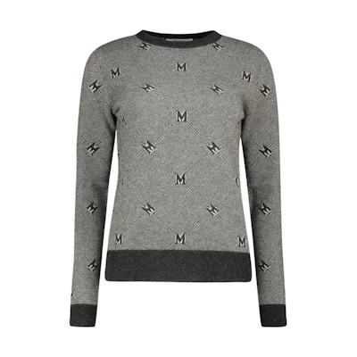 (Women) 'S Max Mara MaxMara Logo Print Crewneck Wool Sweater - Grey 13661413600015-PANARO