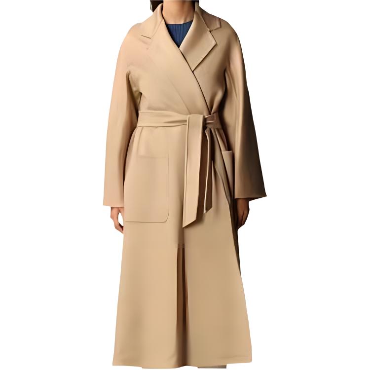 (Women) 'S Max Mara MaxMara  Long Belted Coat with Pockets in Khaki Color. 1016091906-010