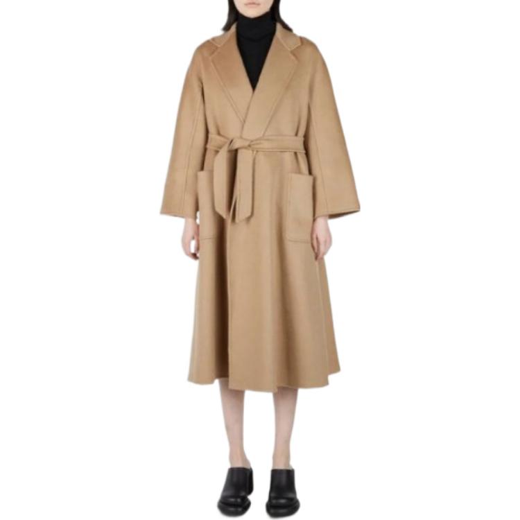 (Women) 'S Max Mara MaxMara  Long Belted Coat with Solid Color and Lapel Design - Coffee Brown 2310110831600-068 圖 5