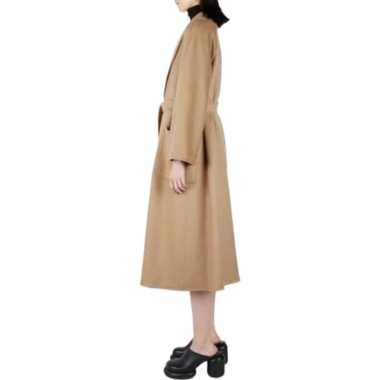 (Women) 'S Max Mara MaxMara  Long Belted Coat with Solid Color and Lapel Design - Coffee Brown 2310110831600-068 圖 7