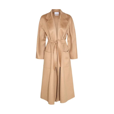 (Women) 'S Max Mara MaxMara Long Belted Solid Color Coat - Beige Long Sleeve Trench 2421016051600-068