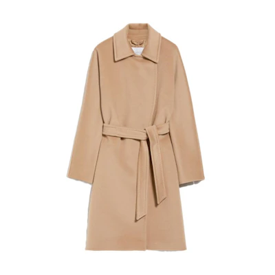 (Women) 'S Max Mara MaxMara Long Camel Coat - Cashmere & Wool Robe Style with Lapel. 1016033306001-ESTELLA