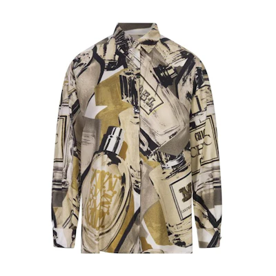 (Women) 'S Max Mara MaxMara Long Sleeve Shirt with Monogram Print and Buttoned Square Collar 2311161039600-009
