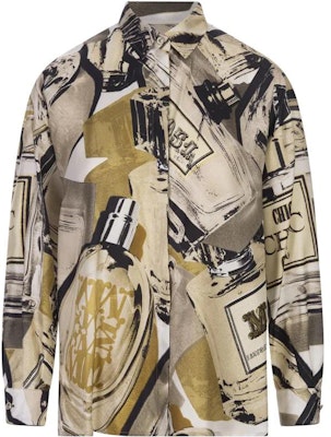 (Women) 'S Max Mara MaxMara Long Sleeve Shirt with Monogram Print and Buttoned Square Collar 2311161039600-009 Order (Women) 'S Max Mara MaxMara Long Sleeve Shirt with Monogram Print and Buttoned Square Collar 2311161039600-009