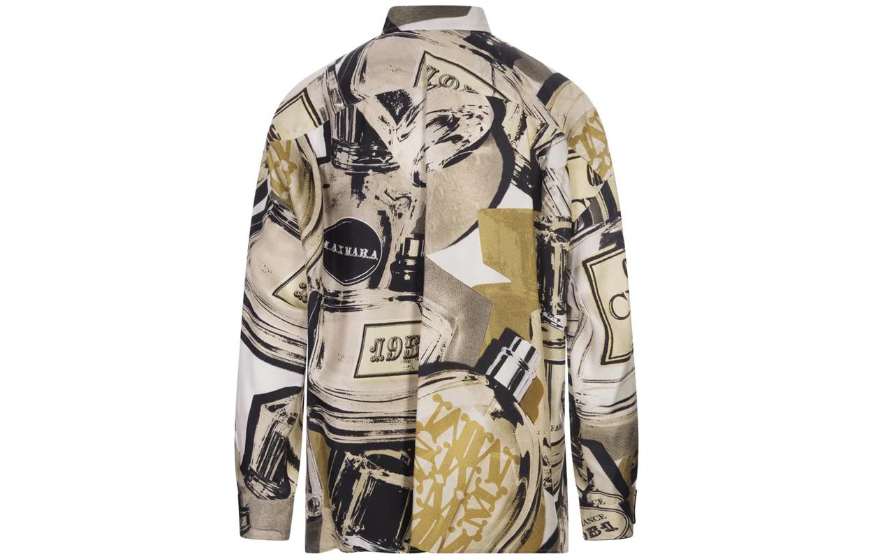 Lookbook (Women) 'S Max Mara MaxMara  Long Sleeve Shirt with Monogram Print and Buttoned Square Collar 2311161039600-009