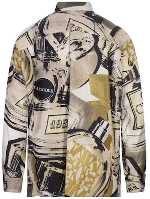 (Women) 'S Max Mara MaxMara Long Sleeve Shirt with Monogram Print and Buttoned Square Collar 2311161039600-009 Lookbook (Women) 'S Max Mara MaxMara Long Sleeve Shirt with Monogram Print and Buttoned Square Collar 2311161039600-009