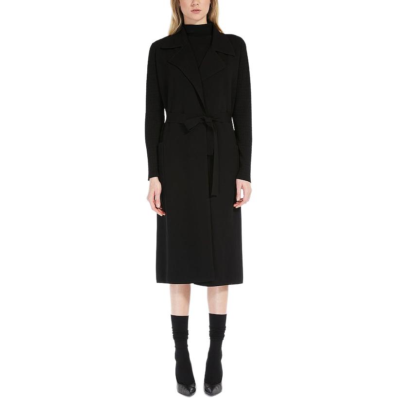 (Women) 'S Max Mara MaxMara  Long Solid Tie-Waist Coat Black 6316023906-001 圖 3
