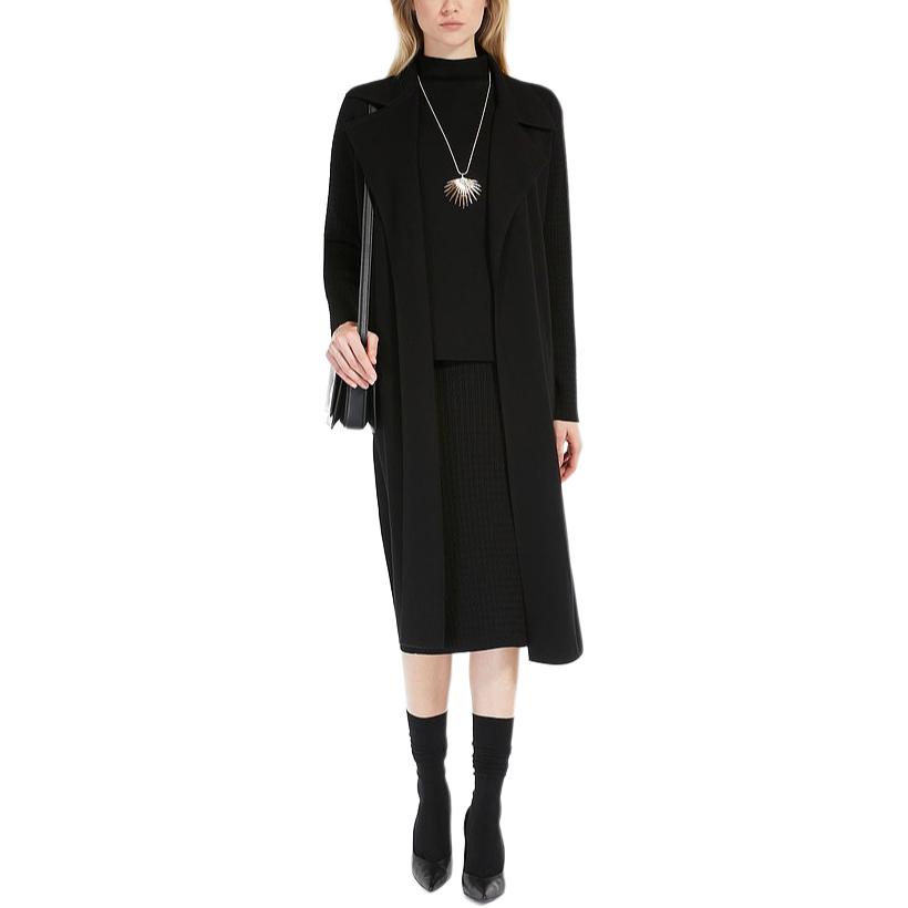 (Women) 'S Max Mara MaxMara  Long Solid Tie-Waist Coat Black 6316023906-001 圖 4