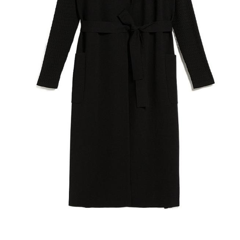 (Women) 'S Max Mara MaxMara  Long Solid Tie-Waist Coat Black 6316023906-001 圖 7