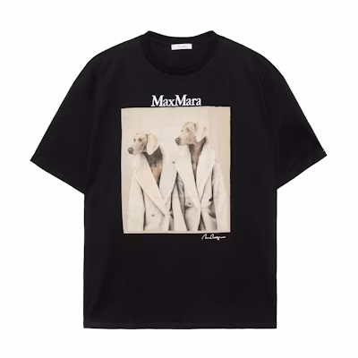 (Women) 'S Max Mara MaxMara Loose-Fit Black T-Shirt with Dog Print Design 2319460139600TACCO011