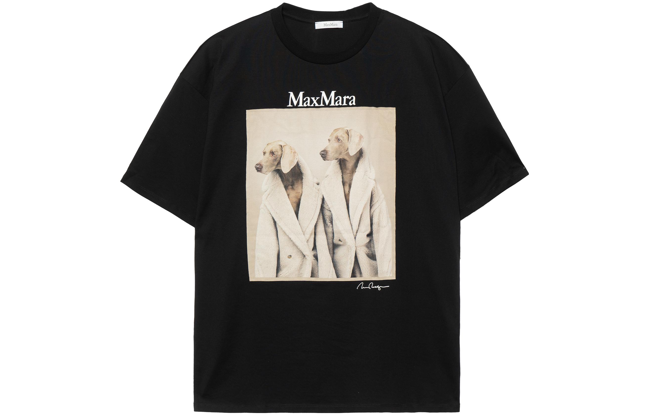 Order (W) ''赛马拉 MaxMara 松身版黑色狗狗印花短袖 T 恤'' 2319460139600TACCO011