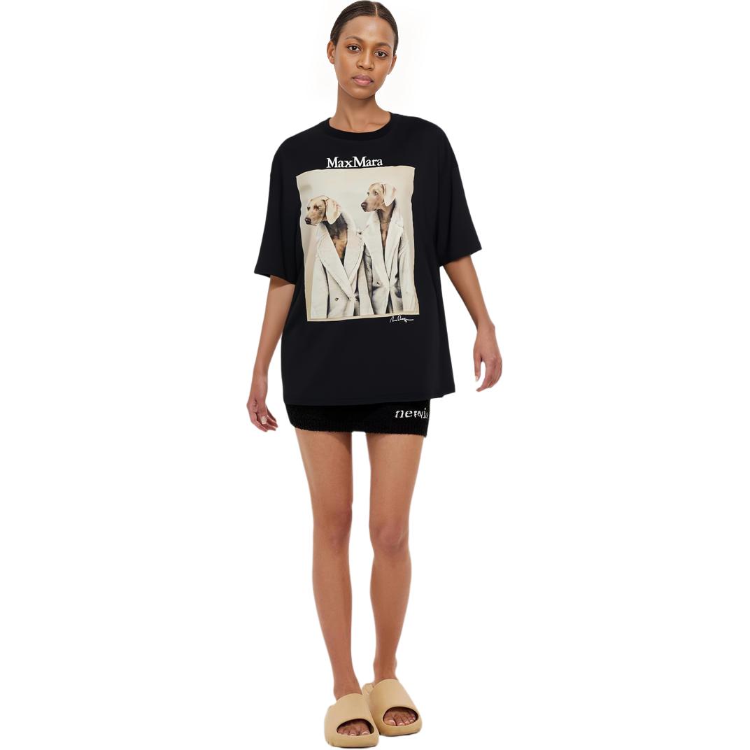 Purchase (W) ''赛马拉 MaxMara 松身版黑色狗狗印花短袖 T 恤'' 2319460139600TACCO011