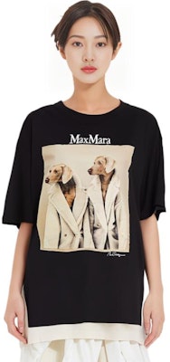 (W) ''赛马拉 MaxMara 松身版黑色狗狗印花短袖 T 恤'' 2319460139600TACCO011 Cheap (W) ''赛马拉 MaxMara 松身版黑色狗狗印花短袖 T 恤'' 2319460139600TACCO011