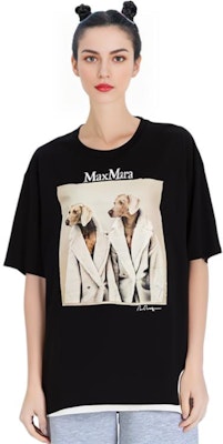 (W) ''赛马拉 MaxMara 松身版黑色狗狗印花短袖 T 恤'' 2319460139600TACCO011 1
