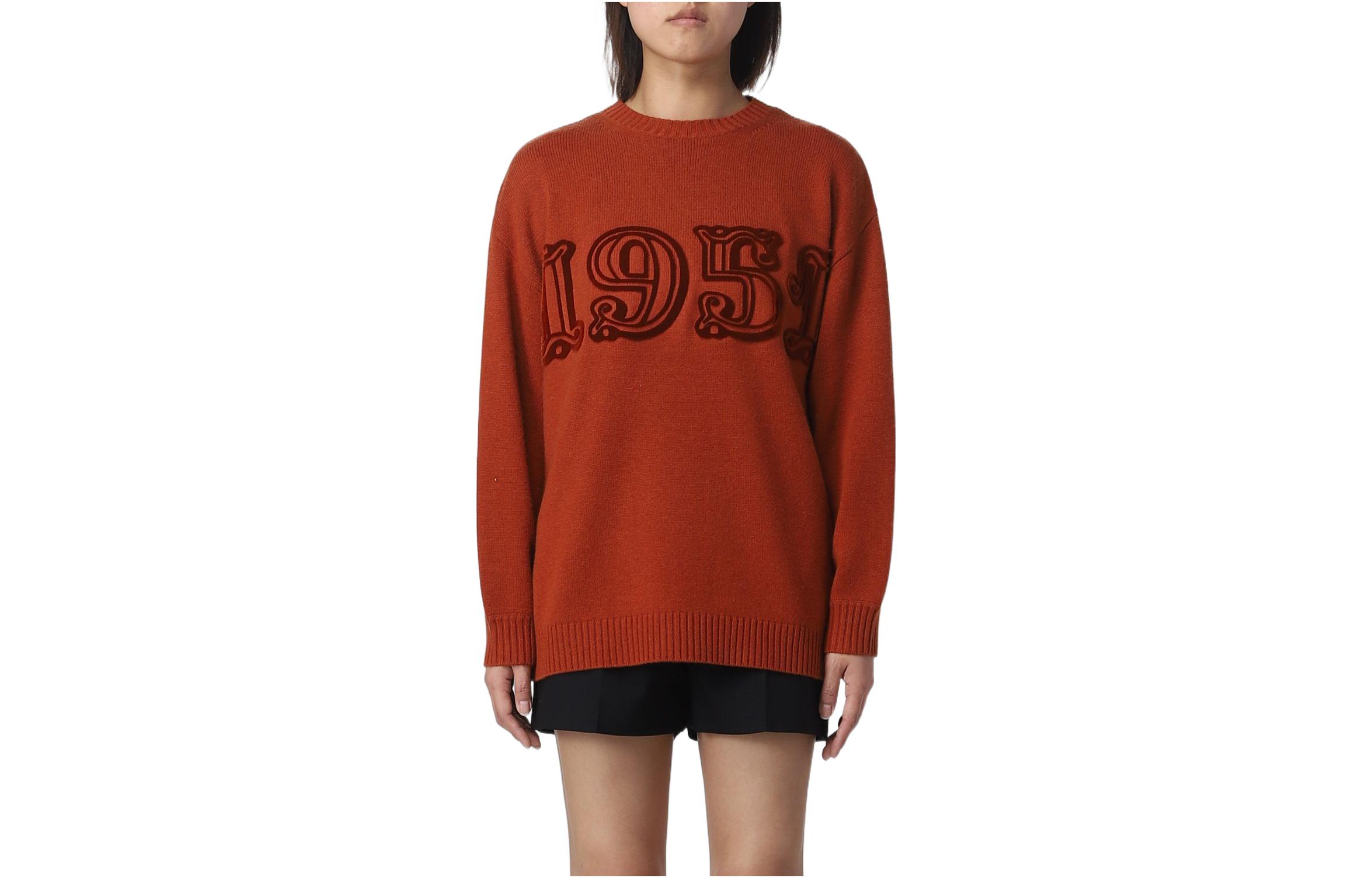 (Women) 'S Max Mara MaxMara  Loose Fit Crewneck Knit Sweater Chili Red 2313611431600-017