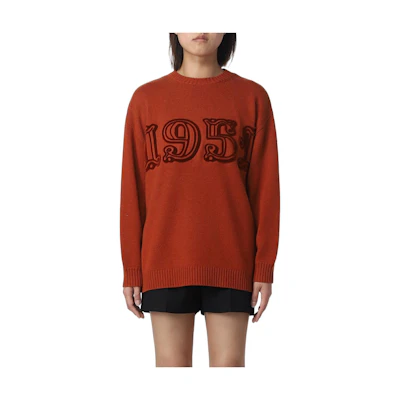 (Women) 'S Max Mara MaxMara Loose Fit Crewneck Knit Sweater Chili Red 2313611431600-017
