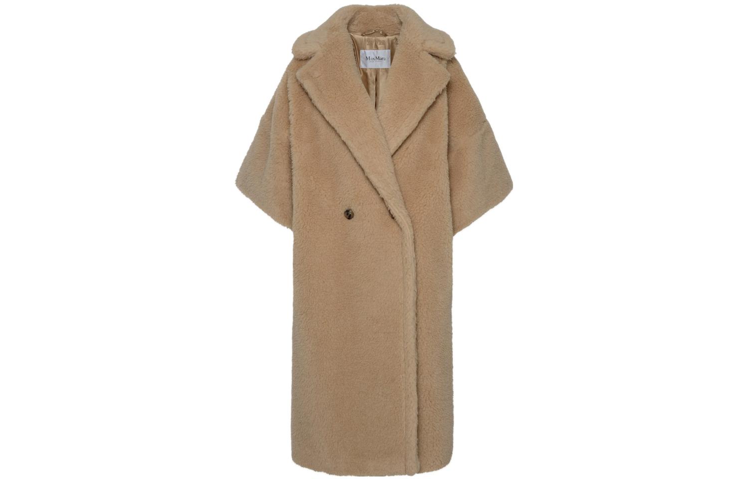 (Women) 'S Max Mara MaxMara  Mid-Length Khaki Double-Breasted Coat with Half Sleeves. 2310110431-009