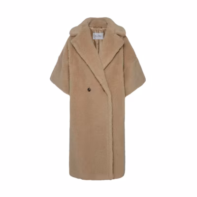 (Women) 'S Max Mara MaxMara Mid-Length Khaki Double-Breasted Coat with Half Sleeves. 2310110431-009