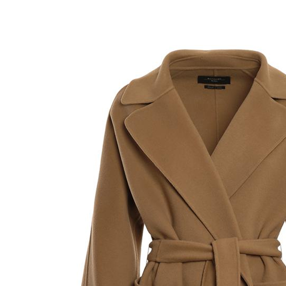 (Women) 'S Max Mara MaxMara  Mid-Length Solid Brown Belted Coat with Lapel Collar Long Sleeve 50160819-066 圖 4
