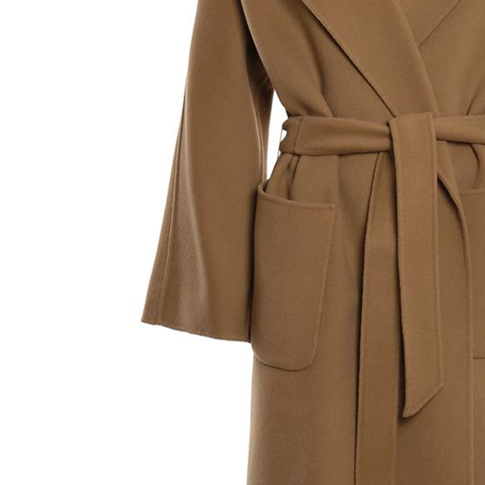 (Women) 'S Max Mara MaxMara  Mid-Length Solid Brown Belted Coat with Lapel Collar Long Sleeve 50160819-066 圖 5