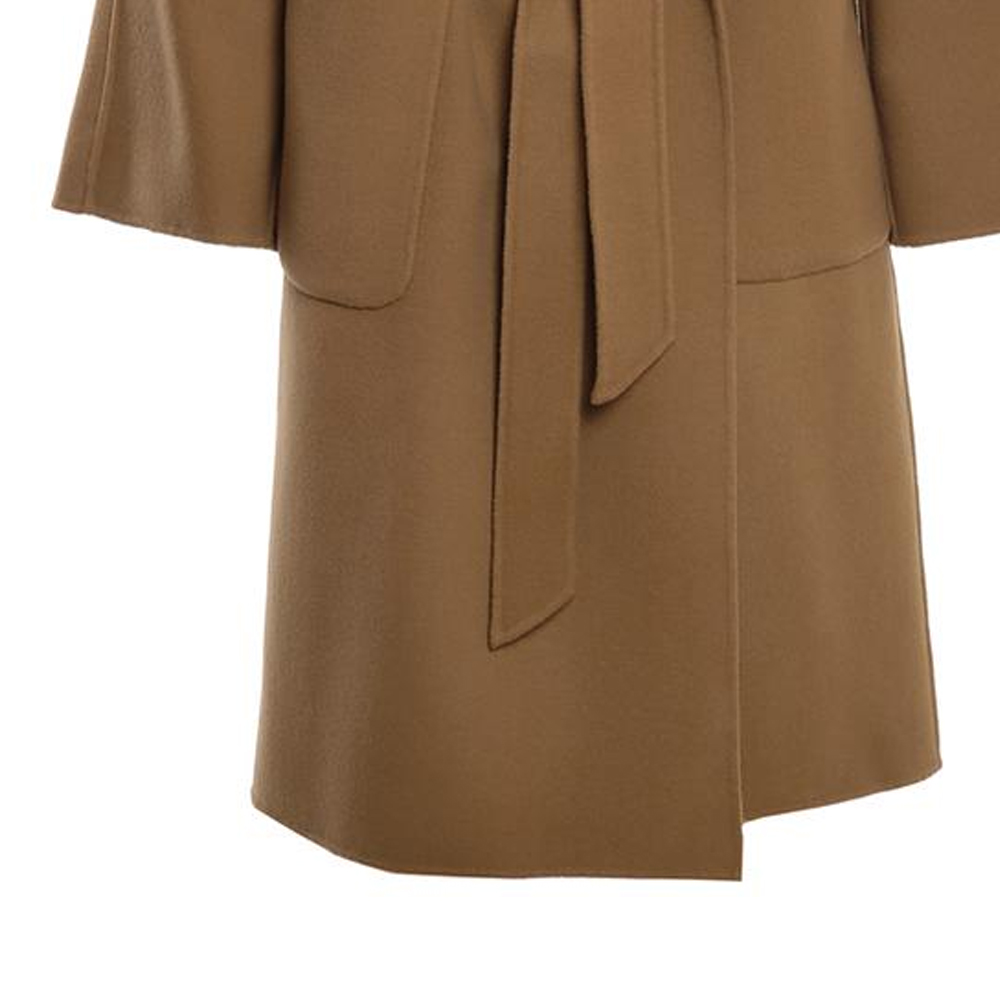 (Women) 'S Max Mara MaxMara  Mid-Length Solid Brown Belted Coat with Lapel Collar Long Sleeve 50160819-066 圖 6