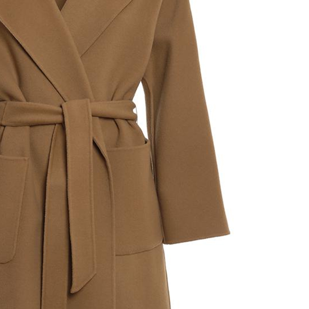 (Women) 'S Max Mara MaxMara  Mid-Length Solid Brown Belted Coat with Lapel Collar Long Sleeve 50160819-066 圖 7