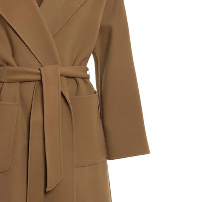 (W) ''Max Mara Mantel Cokelat Solid Panjang Sedang dengan Sabuk, Kerah & Lengan Panjang'' 50160819-066 Sizing (W) ''Max Mara Mantel Cokelat Solid Panjang Sedang dengan Sabuk, Kerah & Lengan Panjang'' 50160819-066