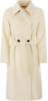(Women) 'S Max Mara MaxMara Midi Coat with Belt Beige Color 2360162133600-001 (Women) 'S Max Mara MaxMara Midi Coat with Belt Beige Color 2360162133600-001