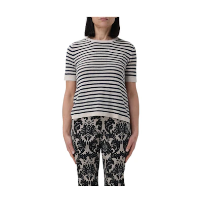 (Women) 'S Max Mara MaxMara Multicolor Striped Knit Short-Sleeve Pullover Top. 9361014306-012