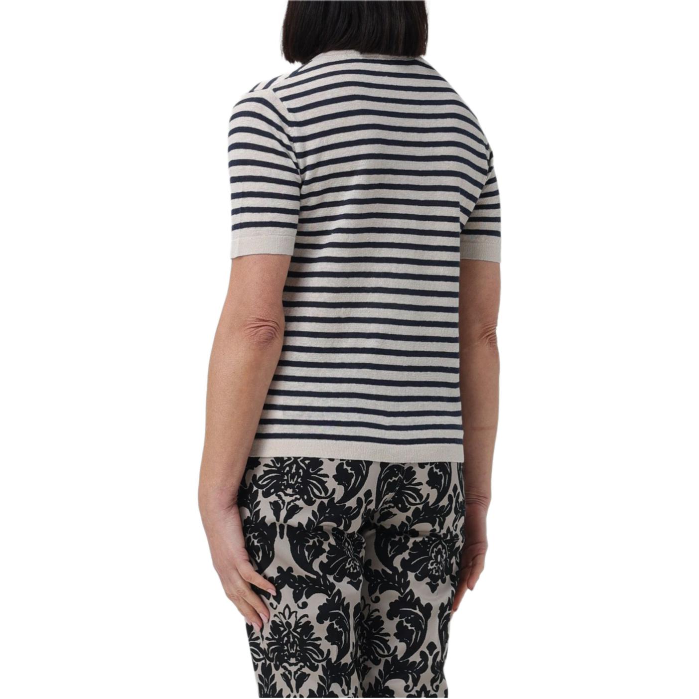 Shop (Women) 'S Max Mara MaxMara  Multicolor Striped Knit Short-Sleeve Pullover Top. 9361014306-012