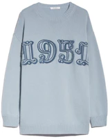 (Women) 'S Max Mara MaxMara Numeric Pattern Crewneck Long Sleeve Sweater Light Blue 1366073306 (Women) 'S Max Mara MaxMara Numeric Pattern Crewneck Long Sleeve Sweater Light Blue 1366073306