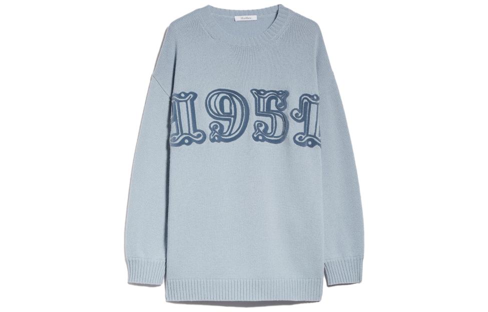 Order (W) ''S 막스마라 맥스마라 숫자 패턴 라운드넥 긴팔 스웨터 라이트 블루 1366073306