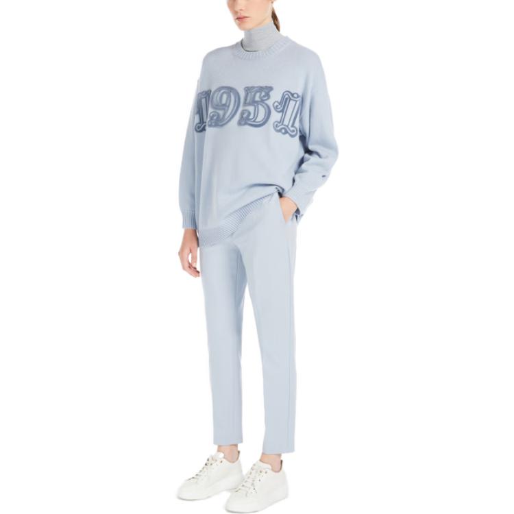 Purchase (W) ''S 막스마라 맥스마라 숫자 패턴 라운드넥 긴팔 스웨터 라이트 블루 1366073306