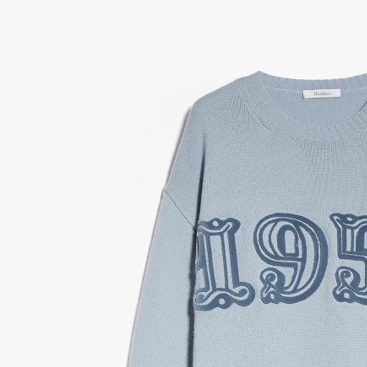 Details for (W) ''S 막스마라 맥스마라 숫자 패턴 라운드넥 긴팔 스웨터 라이트 블루 1366073306