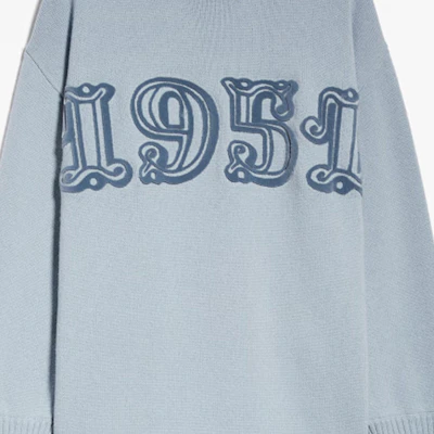 (W) ''S 막스마라 맥스마라 숫자 패턴 라운드넥 긴팔 스웨터 라이트 블루 1366073306 Sizing (W) ''S 막스마라 맥스마라 숫자 패턴 라운드넥 긴팔 스웨터 라이트 블루 1366073306