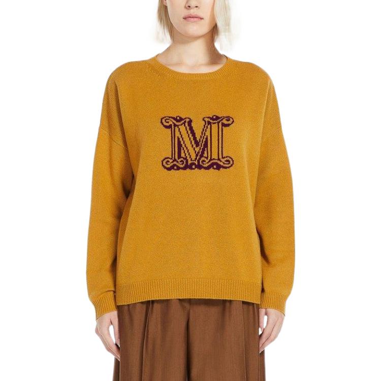 (Women) 'S Max Mara MaxMara  Orange Knit Sweater with Letter Print Crewneck. 1361013106-004 圖 4