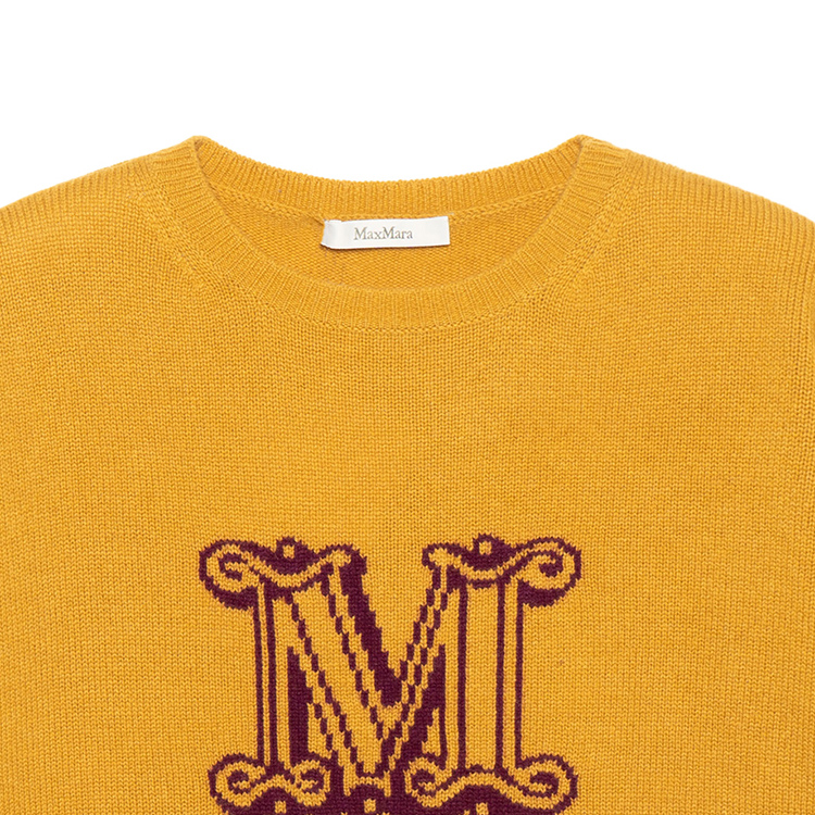 (Women) 'S Max Mara MaxMara  Orange Knit Sweater with Letter Print Crewneck. 1361013106-004 圖 7