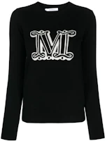 (Women) 'S Max Mara MaxMara Oversized Embroidered Logo Sweater Black Long Sleeve 2313662133600-017 (Women) 'S Max Mara MaxMara Oversized Embroidered Logo Sweater Black Long Sleeve 2313662133600-017