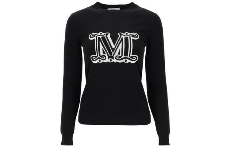 (Women) 'S Max Mara MaxMara  Oversized Embroidered Logo Sweater Black Long Sleeve 2313662133600-017 圖 2