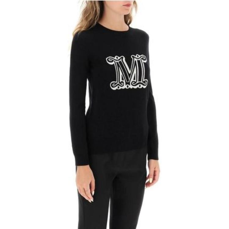 (Women) 'S Max Mara MaxMara  Oversized Embroidered Logo Sweater Black Long Sleeve 2313662133600-017 圖 3
