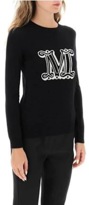 (W) Max Mara 超大码刺绣标志黑色长袖毛衣 2313662133600-017 Lookbook (W) Max Mara 超大码刺绣标志黑色长袖毛衣 2313662133600-017