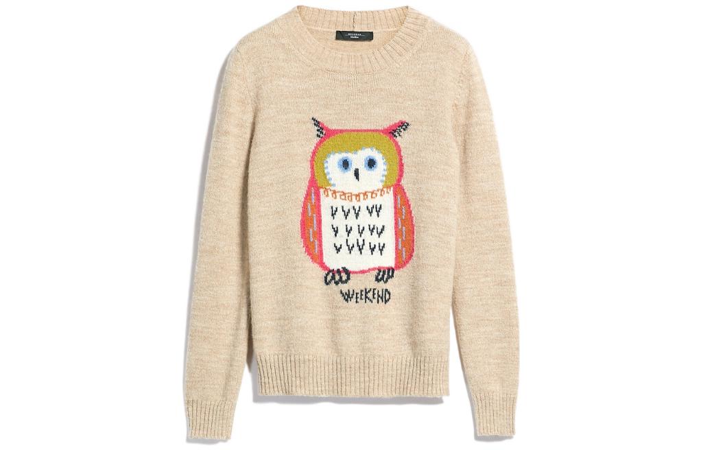 (Women) 'S Max Mara MaxMara  Owl Jacquard Knit Sweater Brown. 5366132906004-GALLO 圖 2