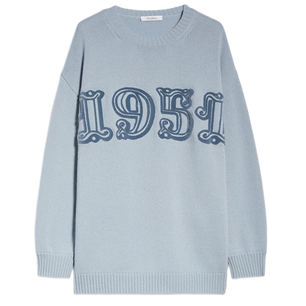 (Women) 'S Max Mara MaxMara  Pattern Print Ribbed Crew Neck Sweater Light Blue 2313660733600-019