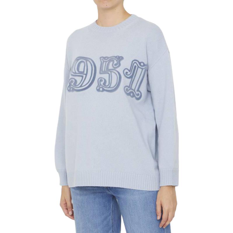 Lookbook (W) Suéter Cuello Redondo de Punto Acanalado Estampado ''S Max Mara Azul Claro. 2313660733600-019