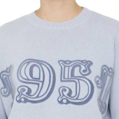 (Women) 'S Max Mara MaxMara Pattern Print Ribbed Crew Neck Sweater Light Blue 2313660733600-019 Details for (Women) 'S Max Mara MaxMara Pattern Print Ribbed Crew Neck Sweater Light Blue 2313660733600-019