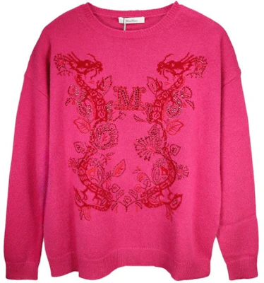 (W) ''S Max Mara MaxMara Pink Sweater Pola Huruf Lengan Panjang Loose Fit Crewneck 241136108160-018 Order (W) ''S Max Mara MaxMara Pink Sweater Pola Huruf Lengan Panjang Loose Fit Crewneck 241136108160-018