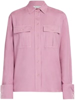 (Women) 'S Max Mara MaxMara Pink Solid Button-Up Relaxed Long Sleeve Shirt 1111144306-005 (Women) 'S Max Mara MaxMara Pink Solid Button-Up Relaxed Long Sleeve Shirt 1111144306-005