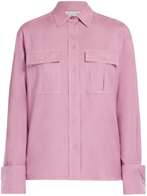 (Women) 'S Max Mara MaxMara Pink Solid Button-Up Relaxed Long Sleeve Shirt 1111144306-005 Buy (Women) 'S Max Mara MaxMara Pink Solid Button-Up Relaxed Long Sleeve Shirt 1111144306-005