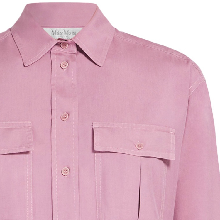 Purchase (Women) 'S Max Mara MaxMara  Pink Solid Button-Up Relaxed Long Sleeve Shirt 1111144306-005